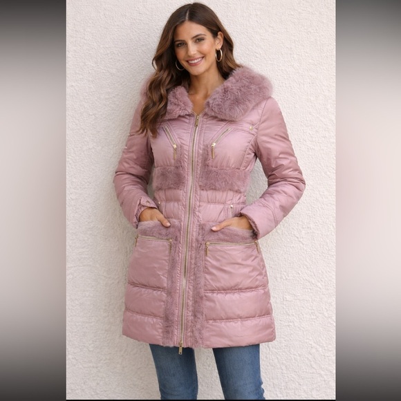 Roberto Cavalli pink silk mink trim, silk coat size 40 US4 - Picture 5 of 5